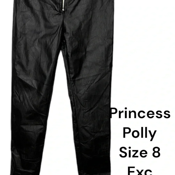 Princess Polly faux leather pants,women size 8, black,zipper,stretchy,party,goth - Picture 4 of 15